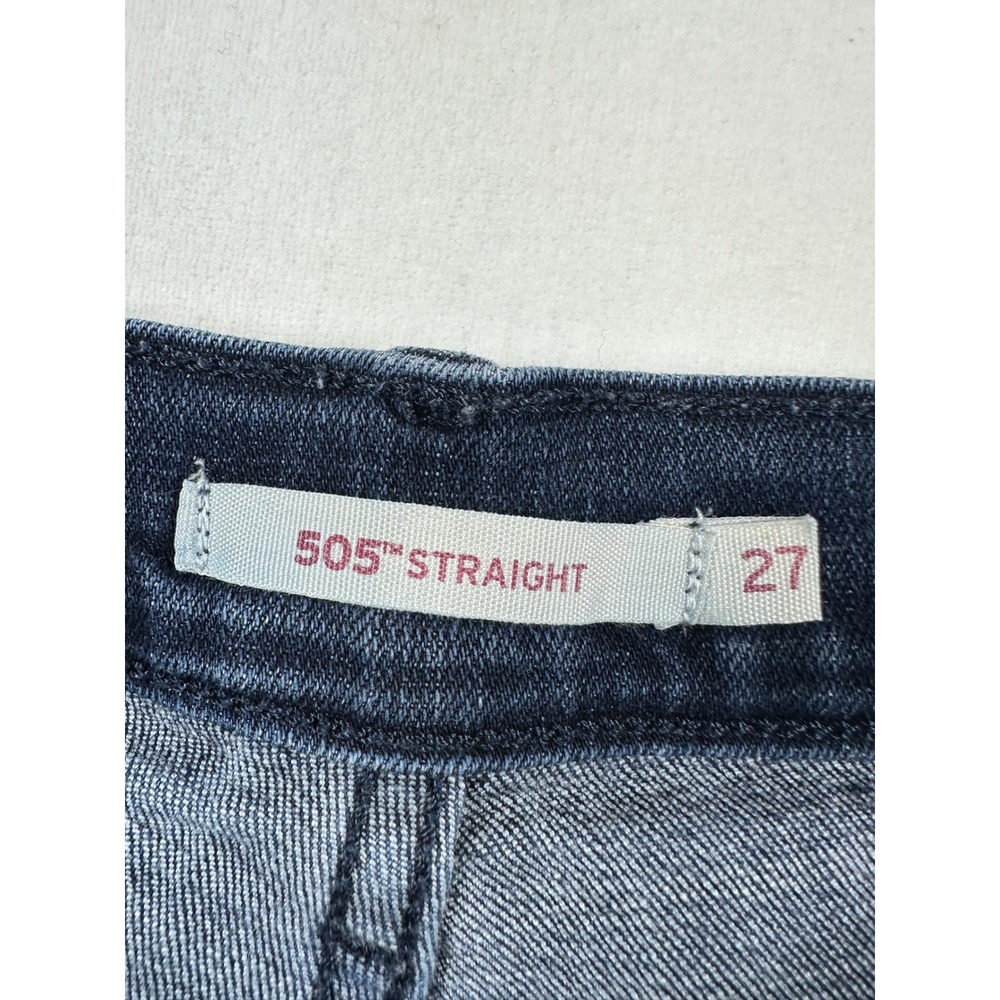 Levi's 505 Straight Leg Denim Jeans Womens Sz 27x29 Dark Wash Classic Mid Rise - Picture 6 of 10